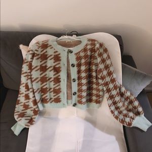 For love & lemons cardigan mint green & caramel L